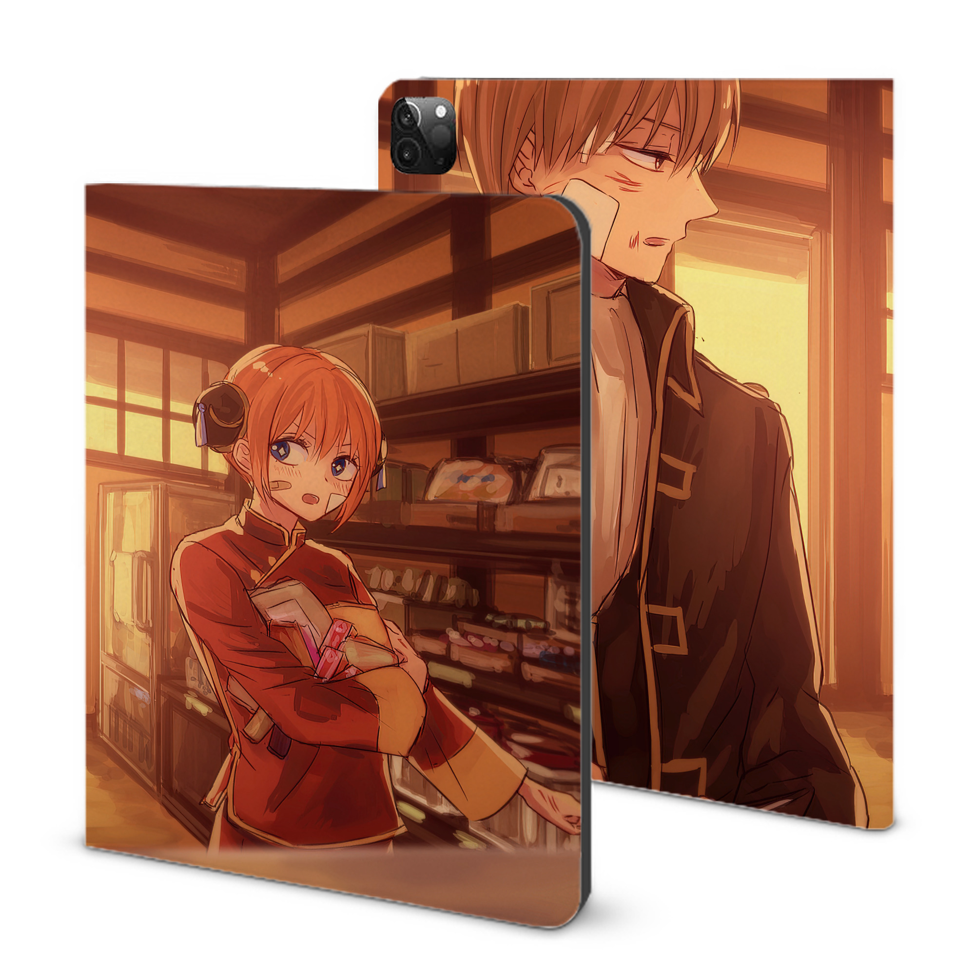 （画像用） ぎんたま 坂田銀時（さかたぎんとき） 神楽 志村新八（しむら しんぱち） GINTAMA Sakata Gintoki Kagura Shimura Shinpachi IPadケース ペンホルダー付き ブックスタイルデザイン
